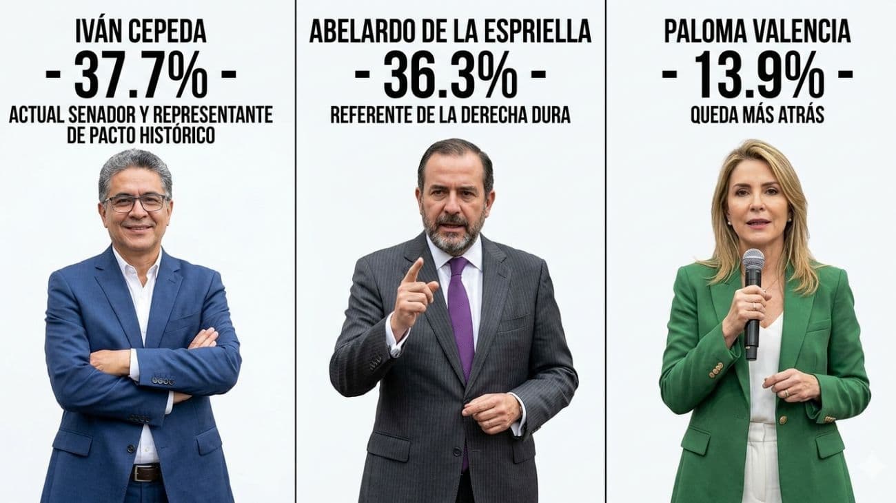 Encuesta en Colombia: Cepeda y De la Espriella lideran la intención de voto hacia la primera vuelta